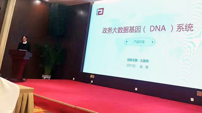 在“中国政务大数据建设研讨会暨数据基因系统产品发布会”上，永乐高ylg888888互联总经理助理王路燕现场发布“政务大数据基因（DNA）系统”。